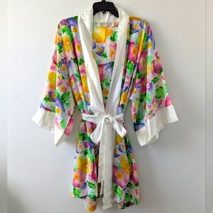 Vintage Victoria's Secret Gold Label Silky Floral Robe OSFA One Size Fits All